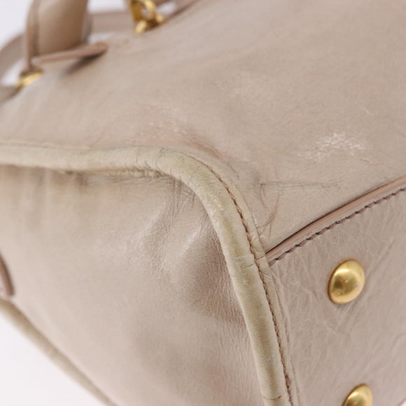 Miu Miu Hand Bag Leather 2way Beige Gold Auth ka5835V