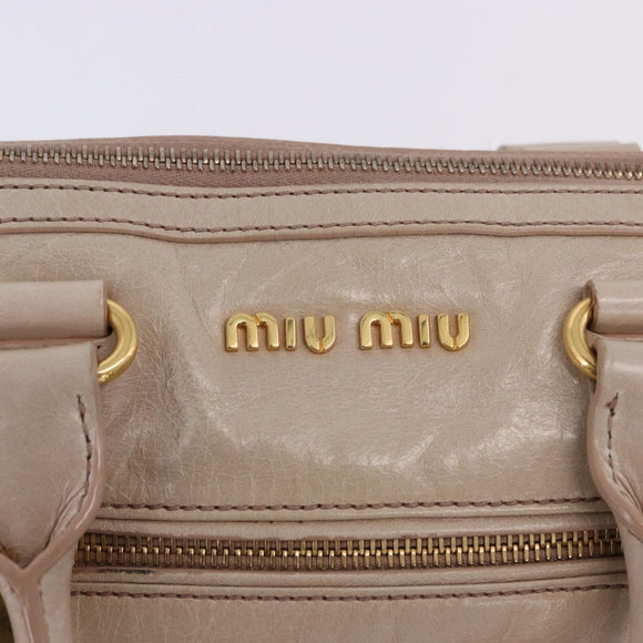 Miu Miu Hand Bag Leather 2way Beige Gold Auth ka5835V