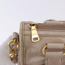 Miu Miu Hand Bag Leather 2way Beige Gold Auth ka5835V-21