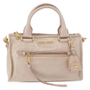 Miu Miu Hand Bag Leather 2way Beige Gold Auth ka5835V-13