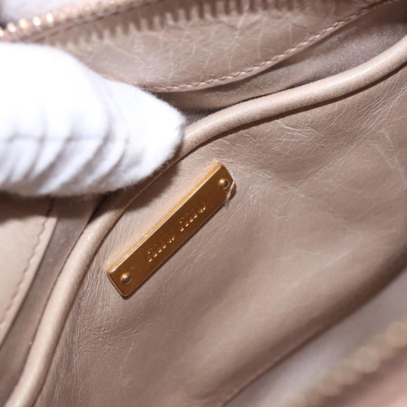Miu Miu Hand Bag Leather 2way Beige Gold Auth ka5835V