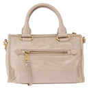 Miu Miu Hand Bag Leather 2way Beige Gold Auth ka5835V-2