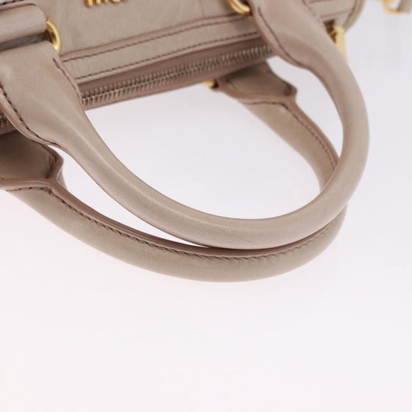 Miu Miu Hand Bag Leather 2way Beige Gold Auth ka5835V
