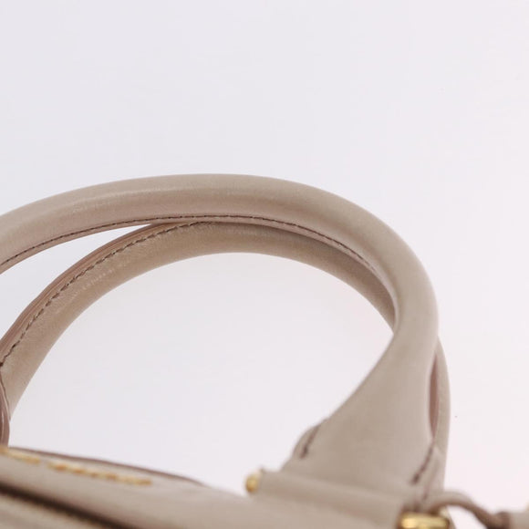Miu Miu Hand Bag Leather 2way Beige Gold Auth ka5835V
