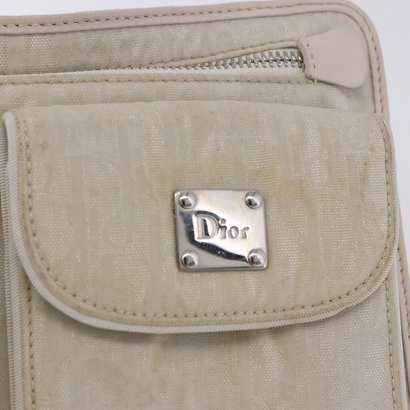 Christian Dior Trotter Canvas Waist bag Nylon White Silver Auth ka5837A