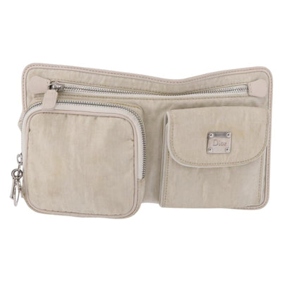 Christian Dior Trotter Canvas Waist bag Nylon White Silver Auth ka5837A - 0