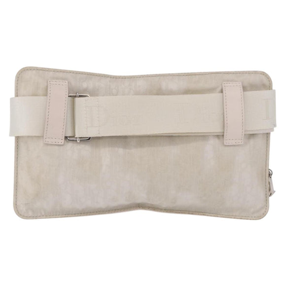 Christian Dior Trotter Canvas Waist bag Nylon White Silver Auth ka5837A