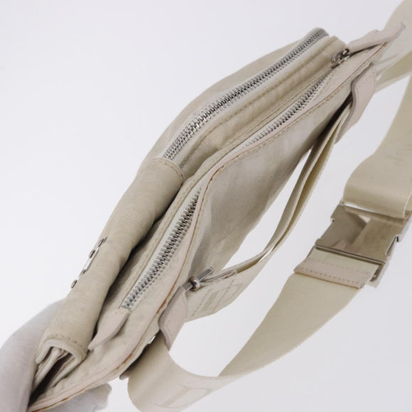 Christian Dior Trotter Canvas Waist bag Nylon White Silver Auth ka5837A