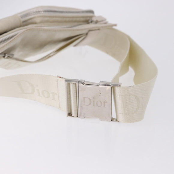 Christian Dior Trotter Canvas Waist bag Nylon White Silver Auth ka5837A