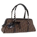 Christian Dior Trotter Canvas Romantic Hand Bag PVC Brown Silver Auth ka5838V-1