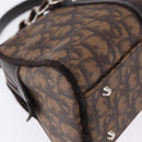 Christian Dior Trotter Canvas Romantic Hand Bag PVC Brown Silver Auth ka5838V-12