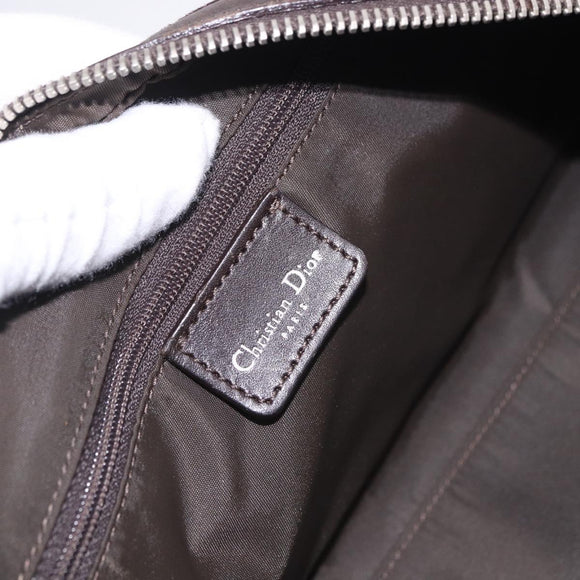 Christian Dior Trotter Canvas Romantic Hand Bag PVC Brown Silver Auth ka5838V