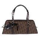 Christian Dior Trotter Canvas Romantic Hand Bag PVC Brown Silver Auth ka5838V-2