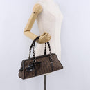 Christian Dior Trotter Canvas Romantic Hand Bag PVC Brown Silver Auth ka5838V-23