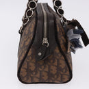 Christian Dior Trotter Canvas Romantic Hand Bag PVC Brown Silver Auth ka5838V-5