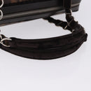 Christian Dior Trotter Canvas Romantic Hand Bag PVC Brown Silver Auth ka5838V-7