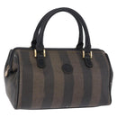 FENDI Pecan Canvas Hand Bag PVC Brown Black Auth ka5839-1