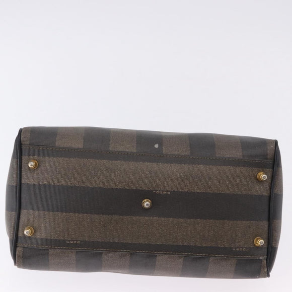 FENDI Pecan Canvas Hand Bag PVC Brown Black Auth ka5839