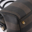 FENDI Pecan Canvas Hand Bag PVC Brown Black Auth ka5839-15