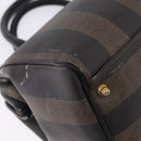 FENDI Pecan Canvas Hand Bag PVC Brown Black Auth ka5839-17