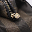 FENDI Pecan Canvas Hand Bag PVC Brown Black Auth ka5839-18