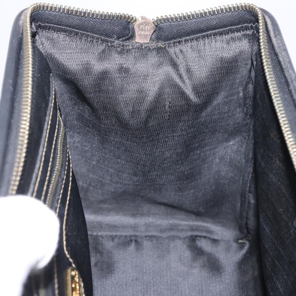FENDI Pecan Canvas Hand Bag PVC Brown Black Auth ka5839