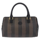 FENDI Pecan Canvas Hand Bag PVC Brown Black Auth ka5839-13