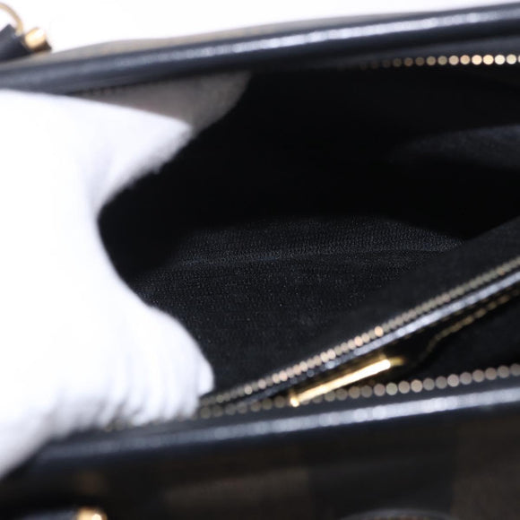 FENDI Pecan Canvas Hand Bag PVC Brown Black Auth ka5839