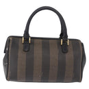 FENDI Pecan Canvas Hand Bag PVC Brown Black Auth ka5839-2
