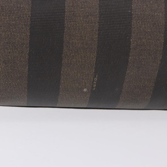 FENDI Pecan Canvas Hand Bag PVC Brown Black Auth ka5839