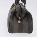 FENDI Pecan Canvas Hand Bag PVC Brown Black Auth ka5839-5
