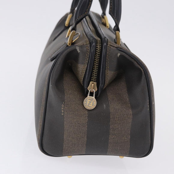 FENDI Pecan Canvas Hand Bag PVC Brown Black Auth ka5839