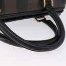 FENDI Pecan Canvas Hand Bag PVC Brown Black Auth ka5839-8