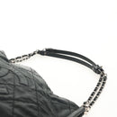 CHANEL Chain Shoulder Bag Coated Canvas Black Silver CC Auth ka583V-15