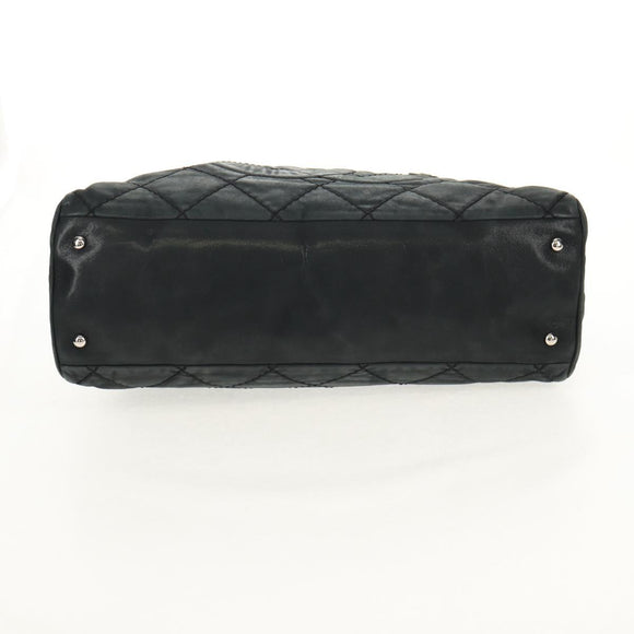 CHANEL Chain Shoulder Bag Coated Canvas Black Silver CC Auth ka583V