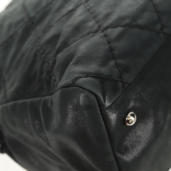 CHANEL Chain Shoulder Bag Coated Canvas Black Silver CC Auth ka583V