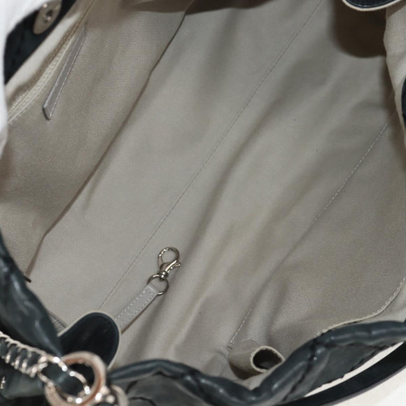 CHANEL Chain Shoulder Bag Coated Canvas Black Silver CC Auth ka583V