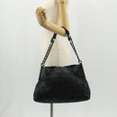 CHANEL Chain Shoulder Bag Coated Canvas Black Silver CC Auth ka583V-24