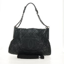 CHANEL Chain Shoulder Bag Coated Canvas Black Silver CC Auth ka583V-12