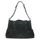 CHANEL Chain Shoulder Bag Coated Canvas Black Silver CC Auth ka583V-2