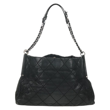 CHANEL Chain Shoulder Bag Coated Canvas Black Silver CC Auth ka583V - 0