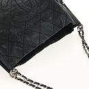 CHANEL Chain Shoulder Bag Coated Canvas Black Silver CC Auth ka583V-6