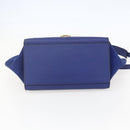 CELINE Trapeze Hand Bag Leather 2way Blue Gold Auth ka584-5