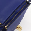 CELINE Trapeze Hand Bag Leather 2way Blue Gold Auth ka584-10