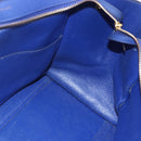 CELINE Trapeze Hand Bag Leather 2way Blue Gold Auth ka584-20