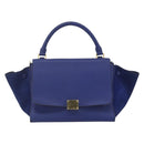 CELINE Trapeze Hand Bag Leather 2way Blue Gold Auth ka584-13