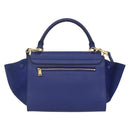 CELINE Trapeze Hand Bag Leather 2way Blue Gold Auth ka584-2