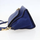CELINE Trapeze Hand Bag Leather 2way Blue Gold Auth ka584-3