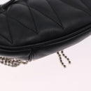 Miu Miu Matelasse Waist Bag Leather Black Silver Auth ka5842M-17
