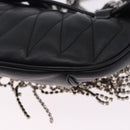 Miu Miu Matelasse Waist Bag Leather Black Silver Auth ka5842M-10